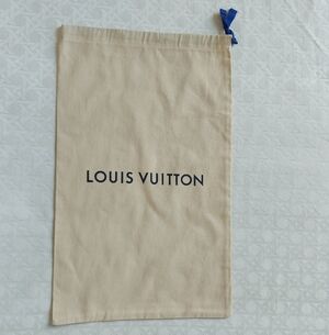 Louis Vuitton Cotton Beige Dust Bag Drawstring Tie Luxury Storage Pouch Spellout